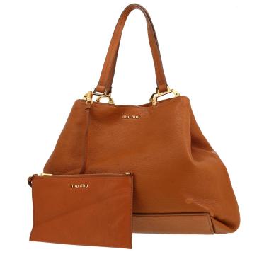 Miu Miu   shopping bag  in brown leather