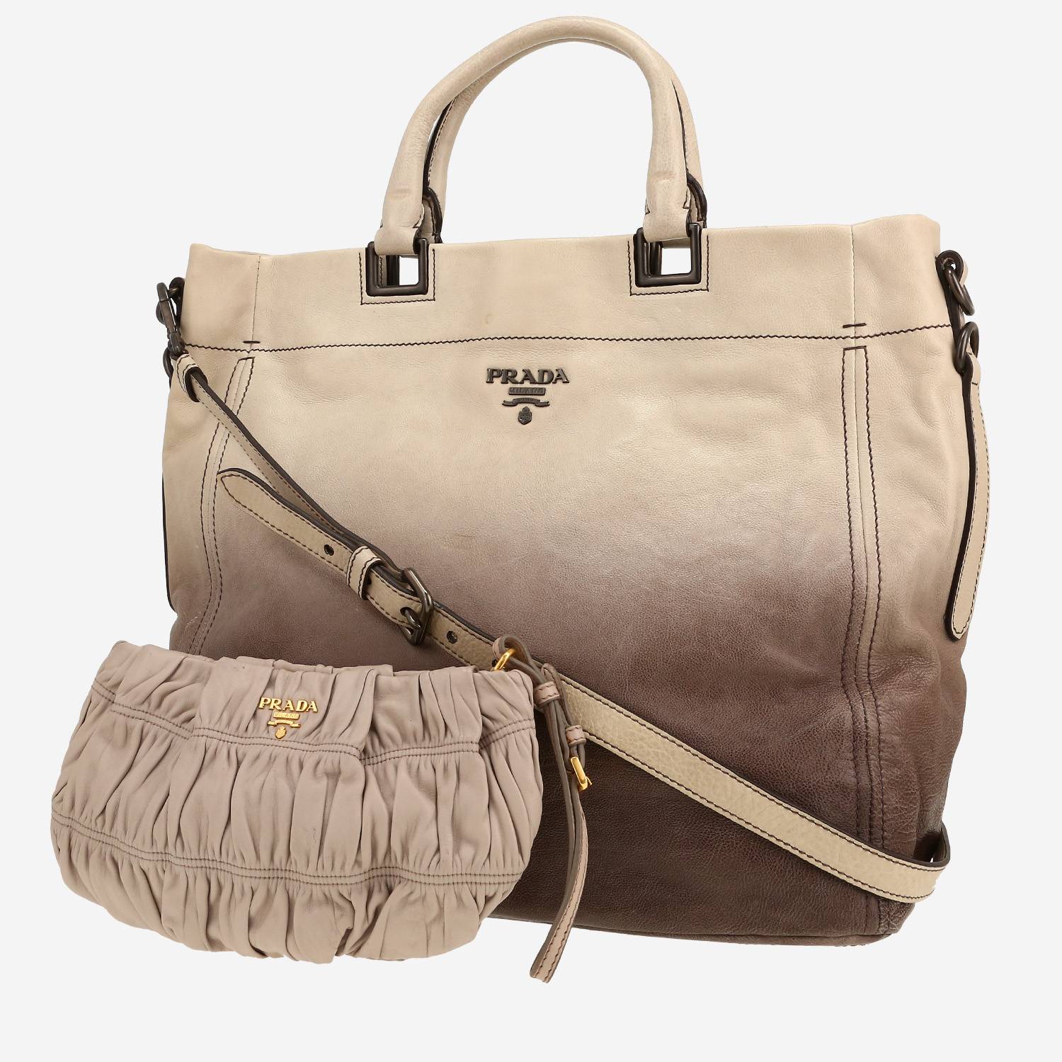 Sac à main Prada   en cuir marron et écru