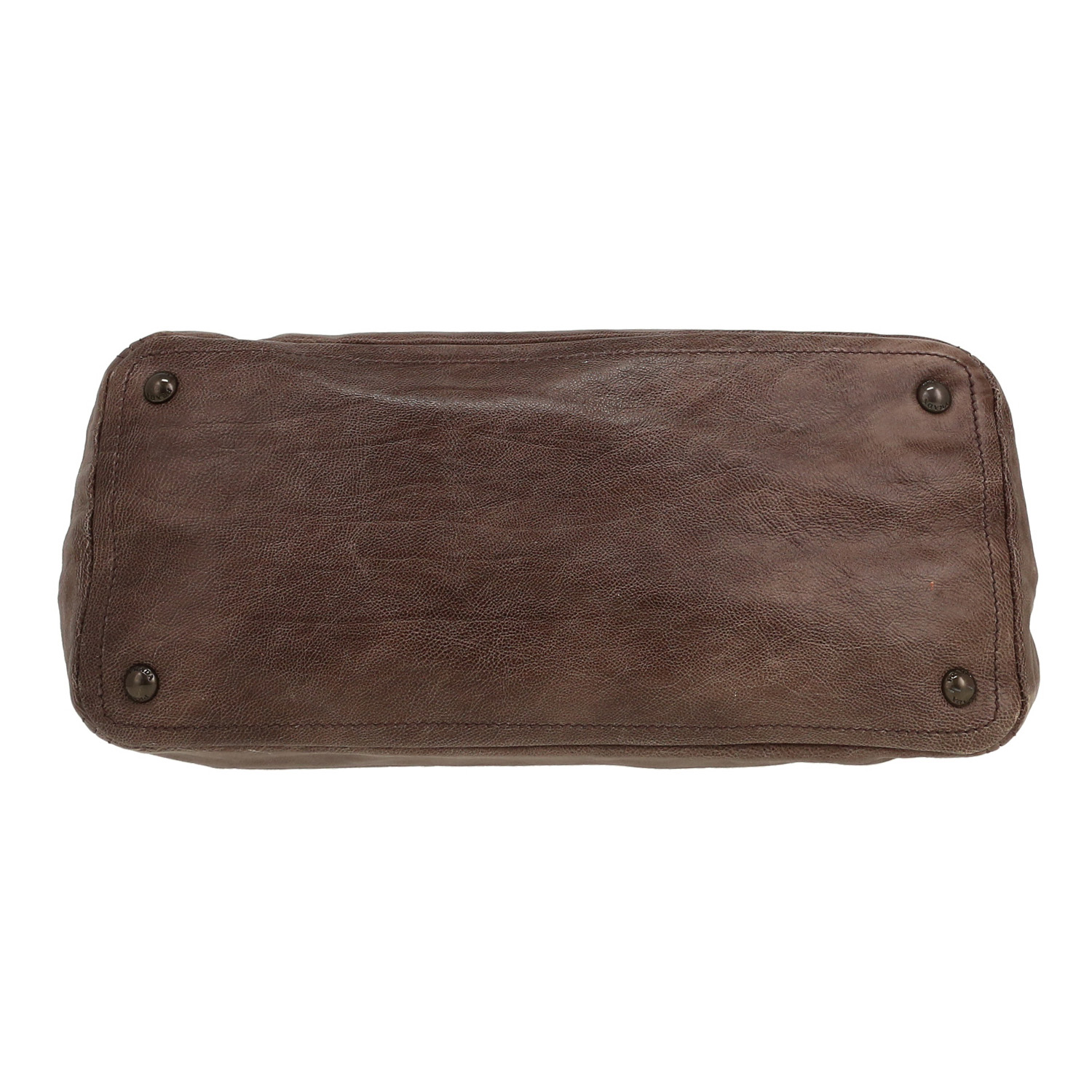 Prada   handbag  in brown and ecru leather - Detail D1