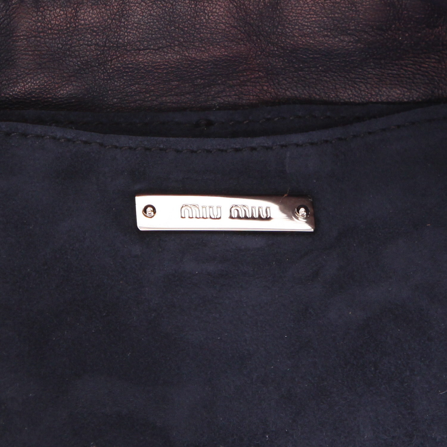 Miu Miu   handbag  in blue and brown Veau velours - Detail D2