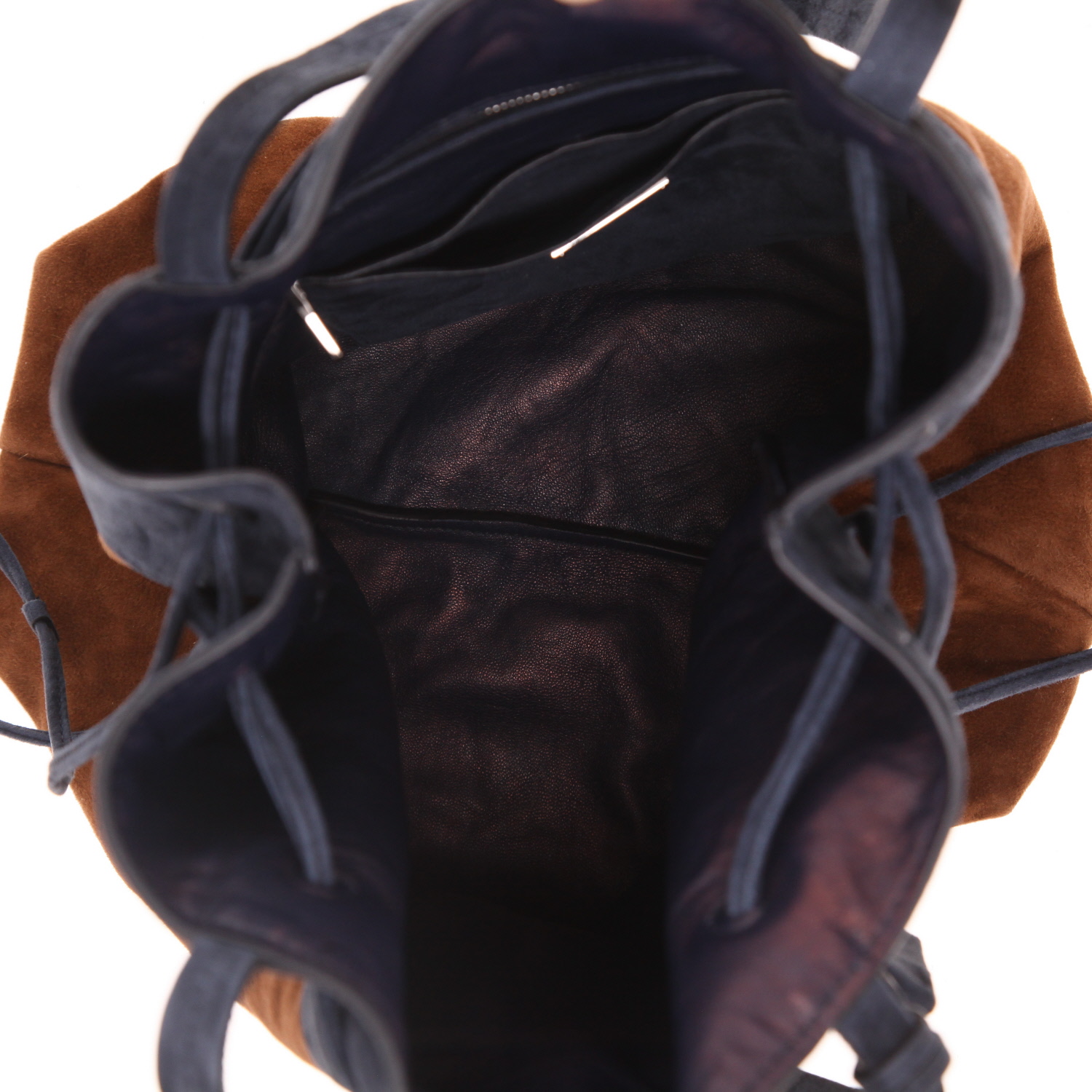 Sac à main Miu Miu   en Veau velours bleu et marron - Detail D3