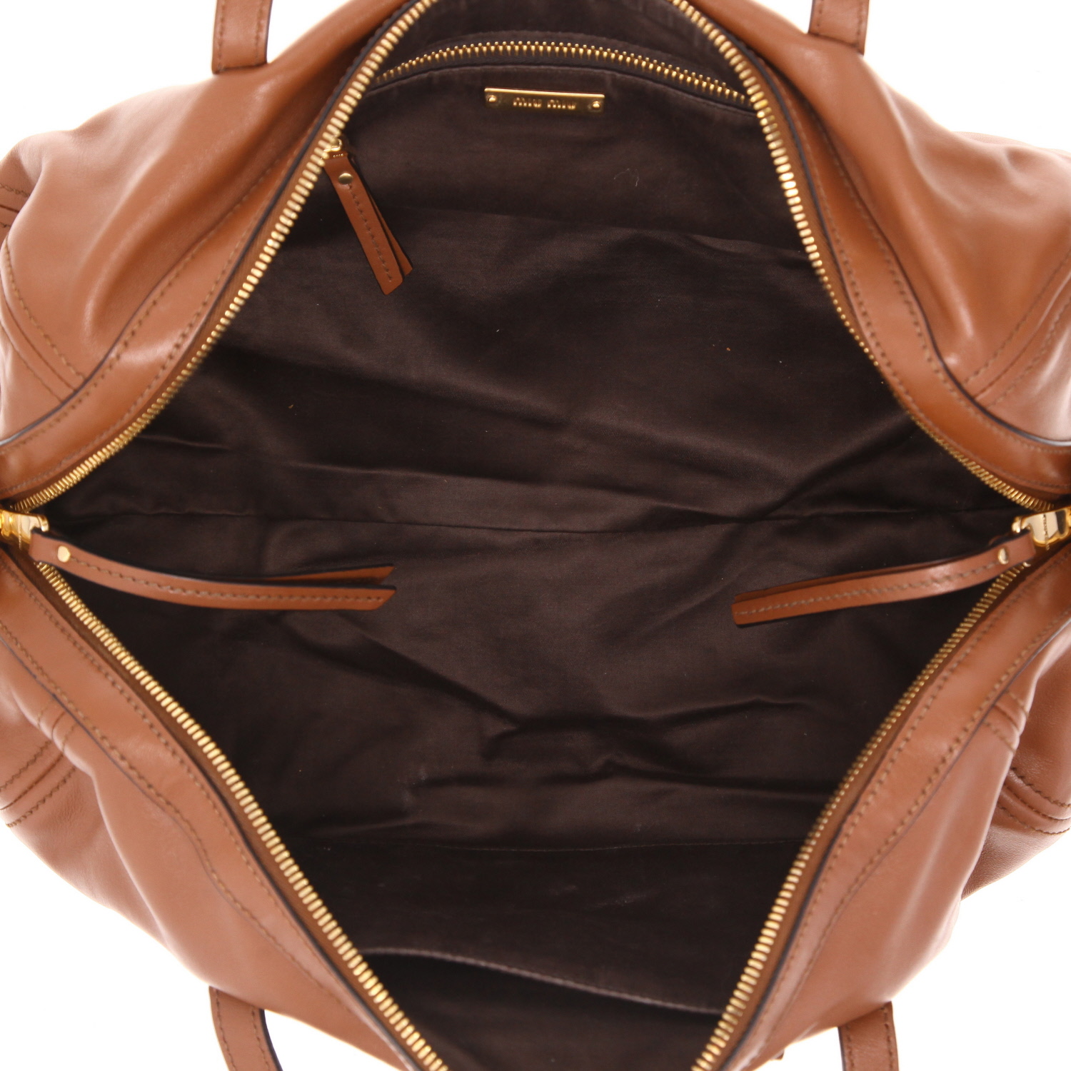 Sac à main Miu Miu   en cuir marron - Detail D3