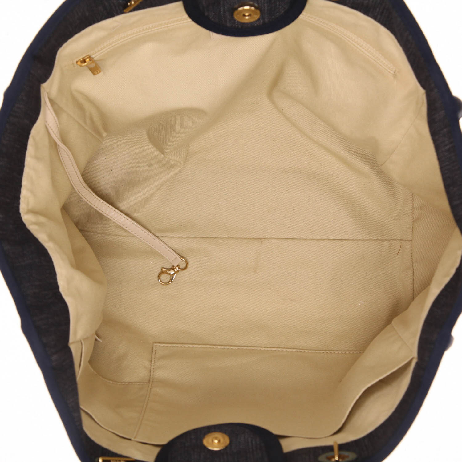 Shopping bag Chanel  Deauville in tela blu marino e pelle blu marino - Detail D3