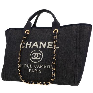 Bolso Cabás Chanel  Deauville en lona azul marino y cuero azul marino