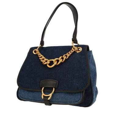 Miu Miu   handbag  in blue denim  and navy blue leather