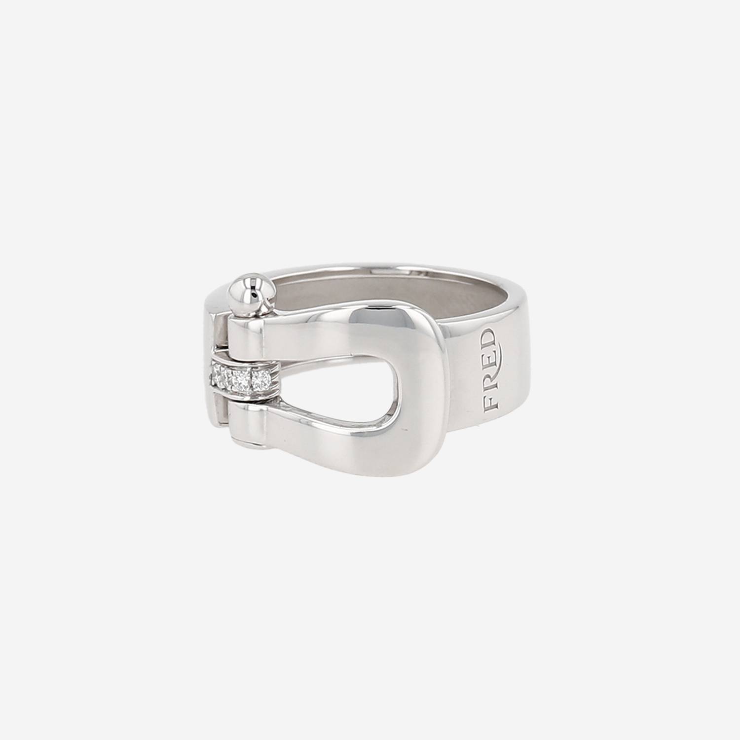 Sortija Fred Force 10 modelo grande de oro blanco y diamantes