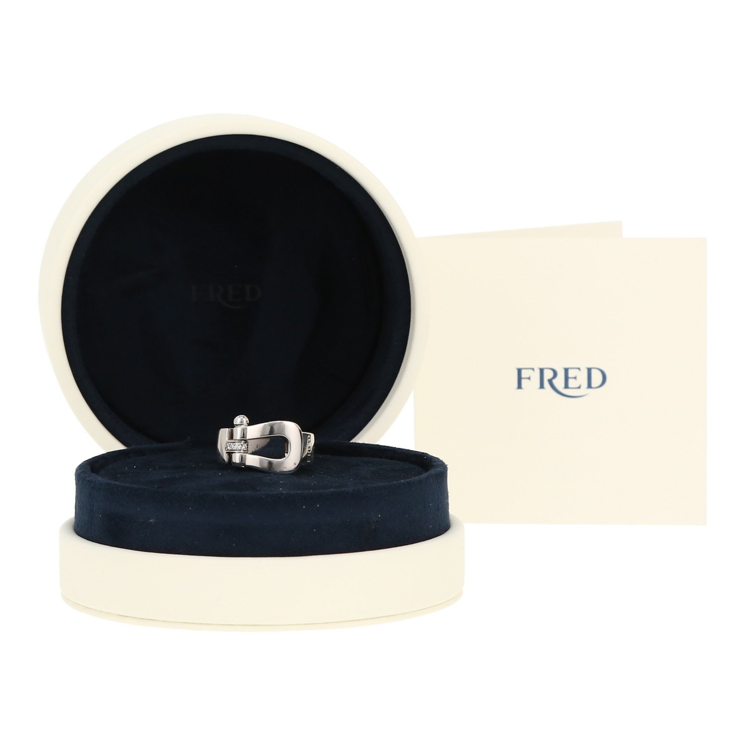 Fred Force 10 large model ring in white gold and diamonds - Detail D2
