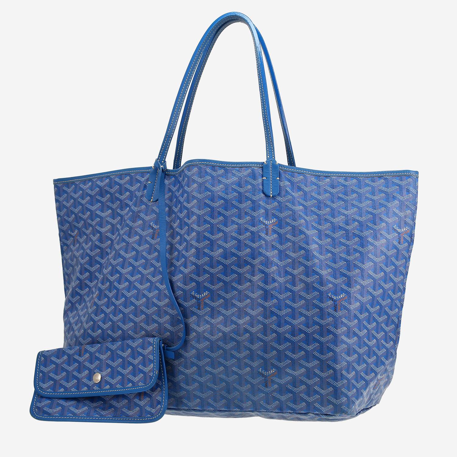 Goyard  Saint-Louis shopping bag  in blue Goyard canvas  and blue leather