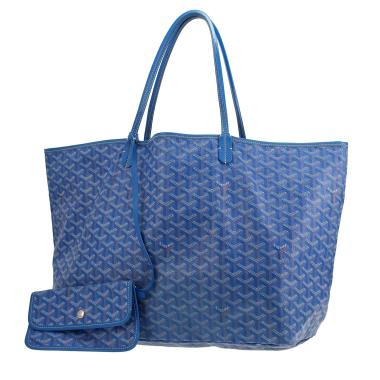 Sac cabas Goyard  Saint-Louis en toile Goyardine bleue et cuir bleu
