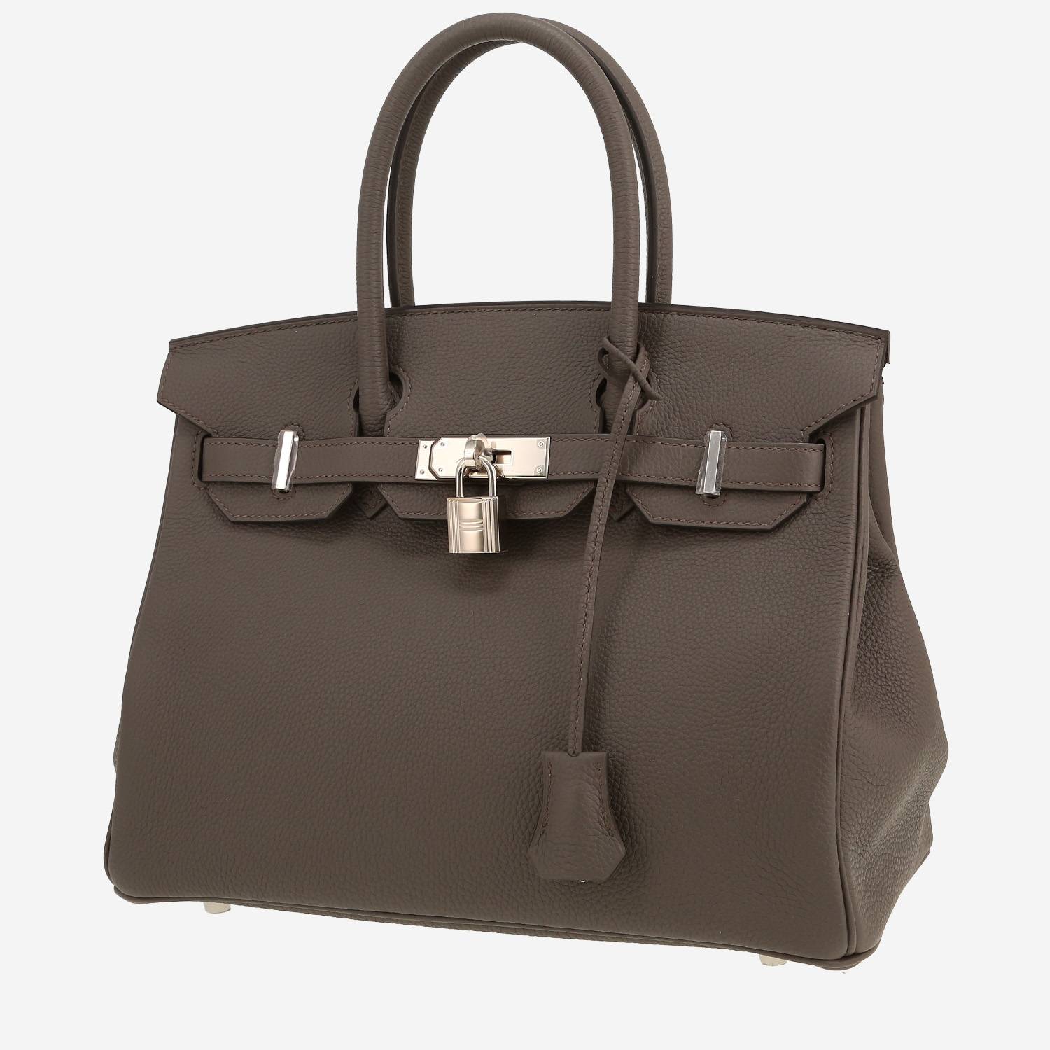 Bolso de mano Hermès  Birkin 30 cm en cuero togo gris
