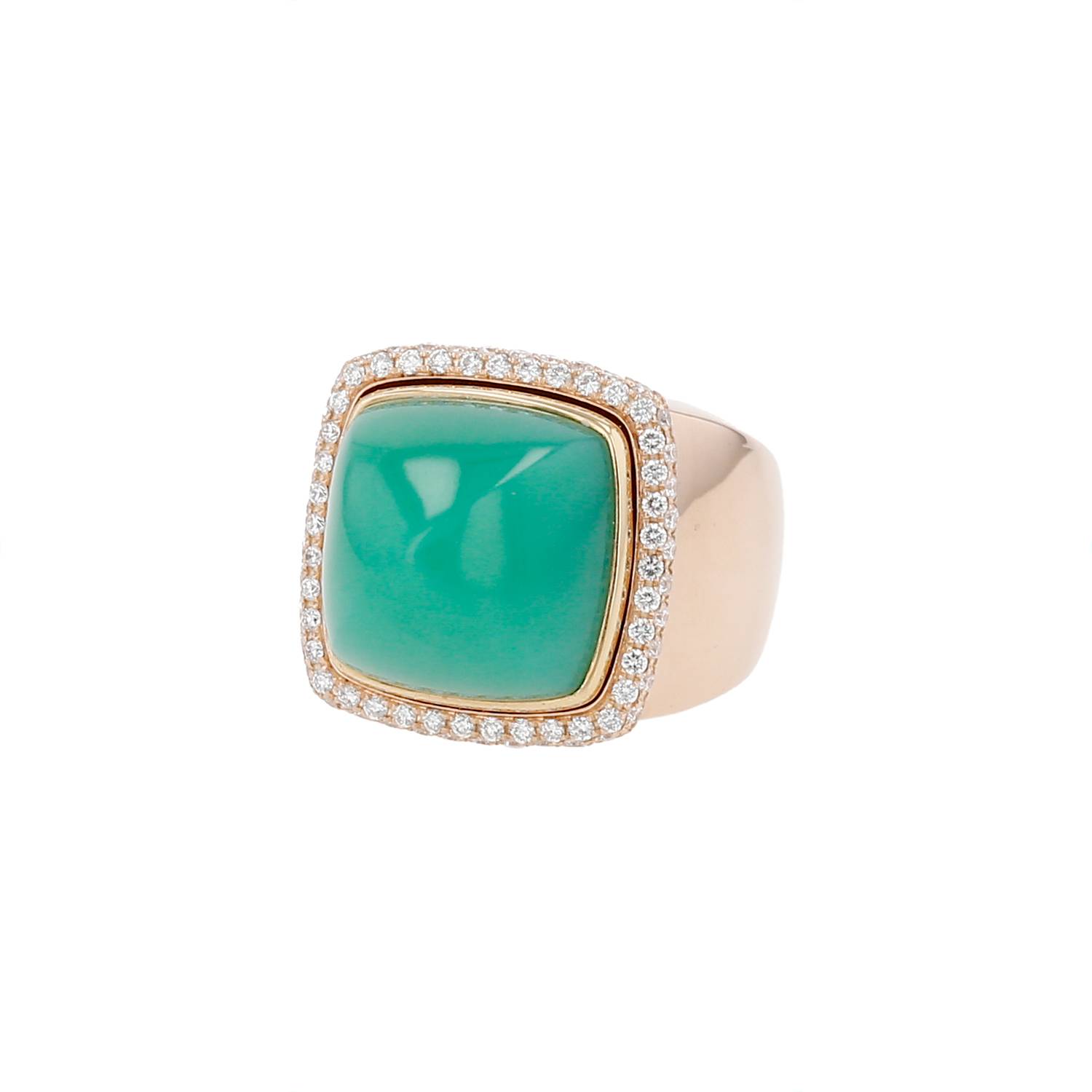 Bague Fred Pain de Sucre Or Rose Chrysoprase Occasion