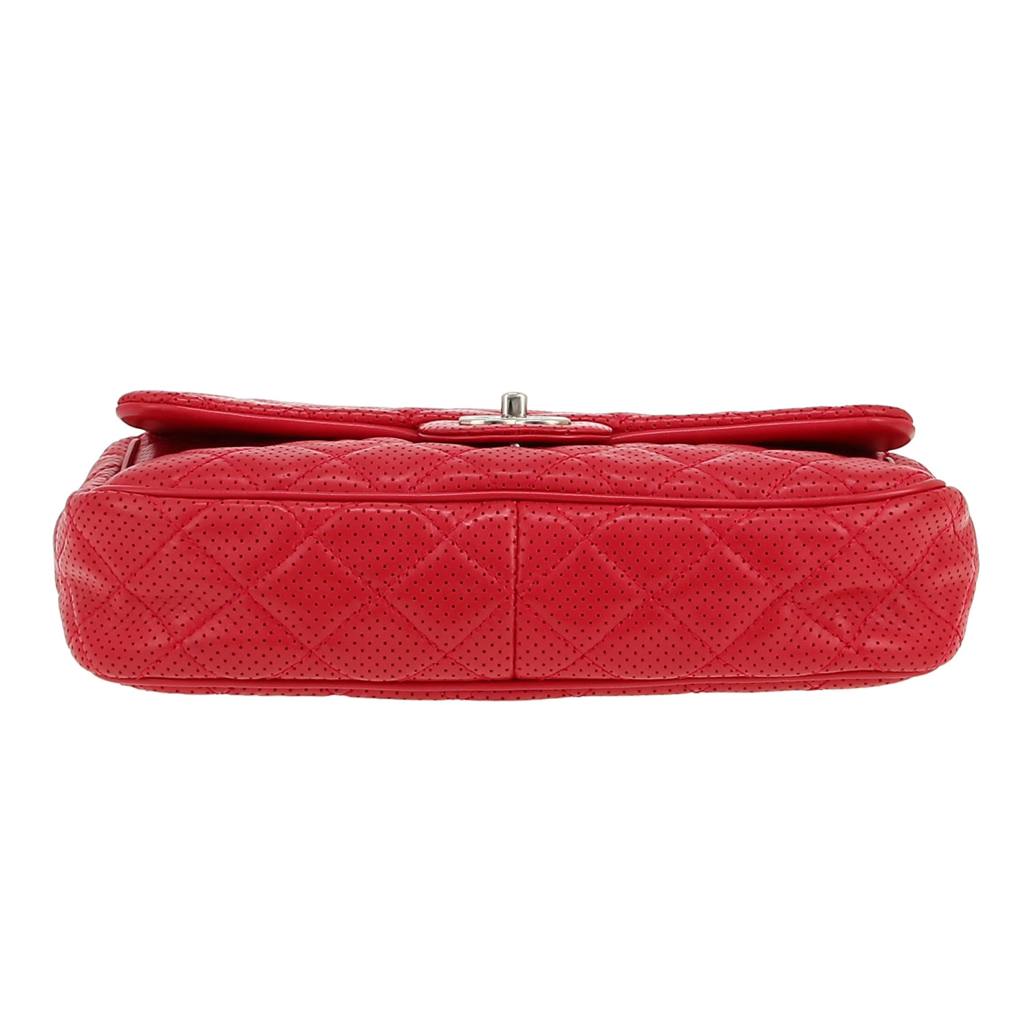 Chanel  Timeless Jumbo handbag  in red quilted leather - Detail D1