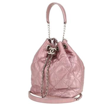 Chanel  Sac Seau shoulder bag  in pink quilted iridescent leather