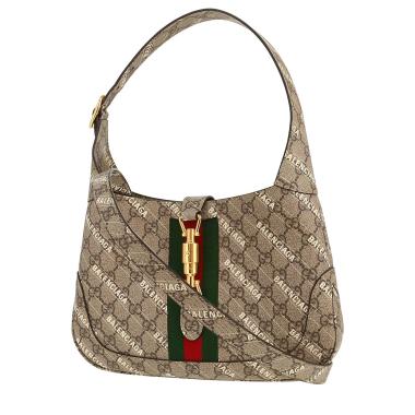 Gucci x Balenciaga Jackie 1961 handbag  in beige logo canvas  and bicolor canvas