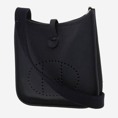 Sac bandoulière Hermès  Mini Evelyne en cuir taurillon clémence bleu-marine