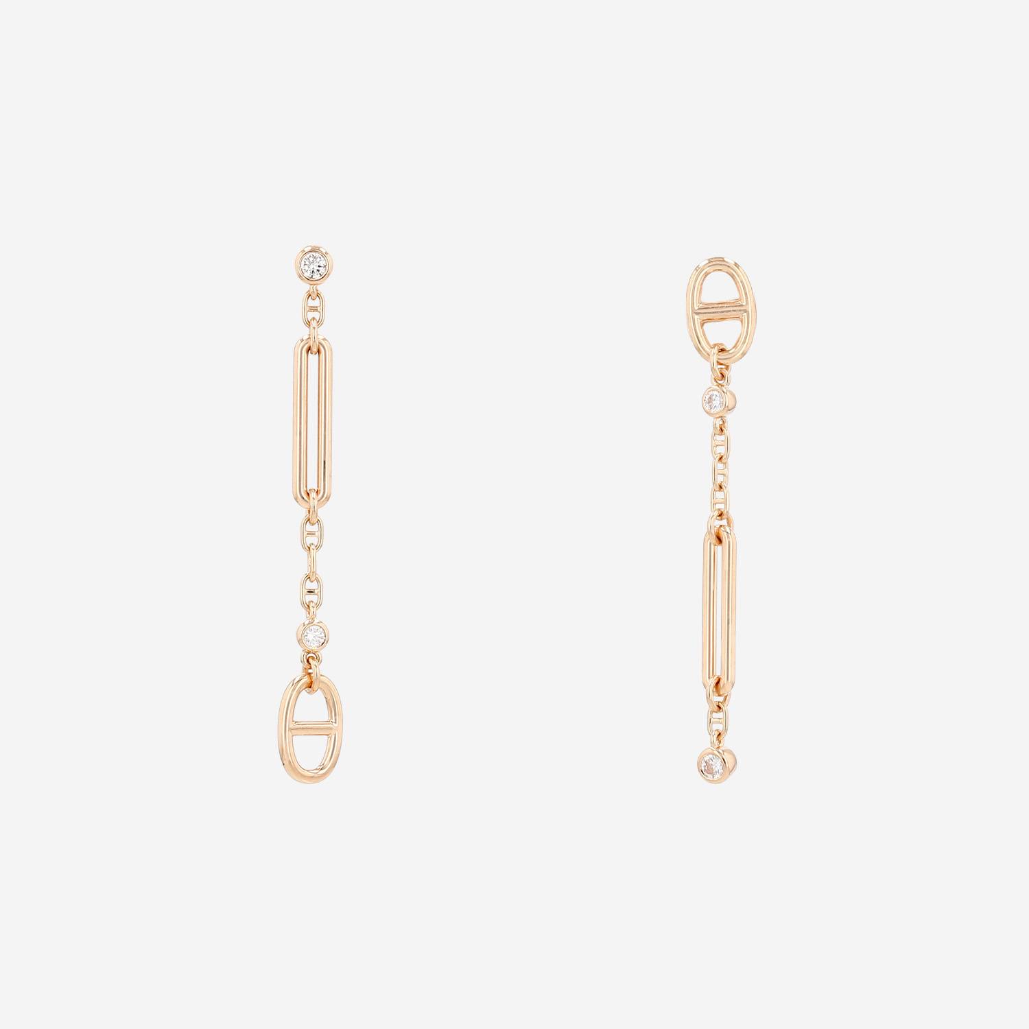 Hermès Chaine d'Ancre Chaos earrings in pink gold and diamonds