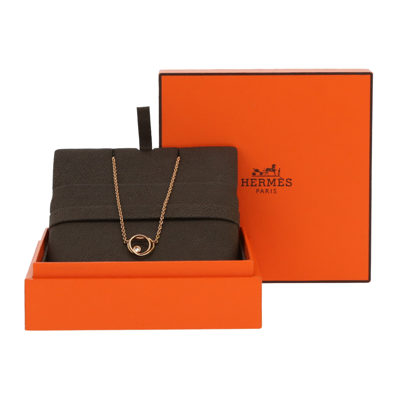 Hermès Voltige necklace in pink gold and diamond - Detail D2