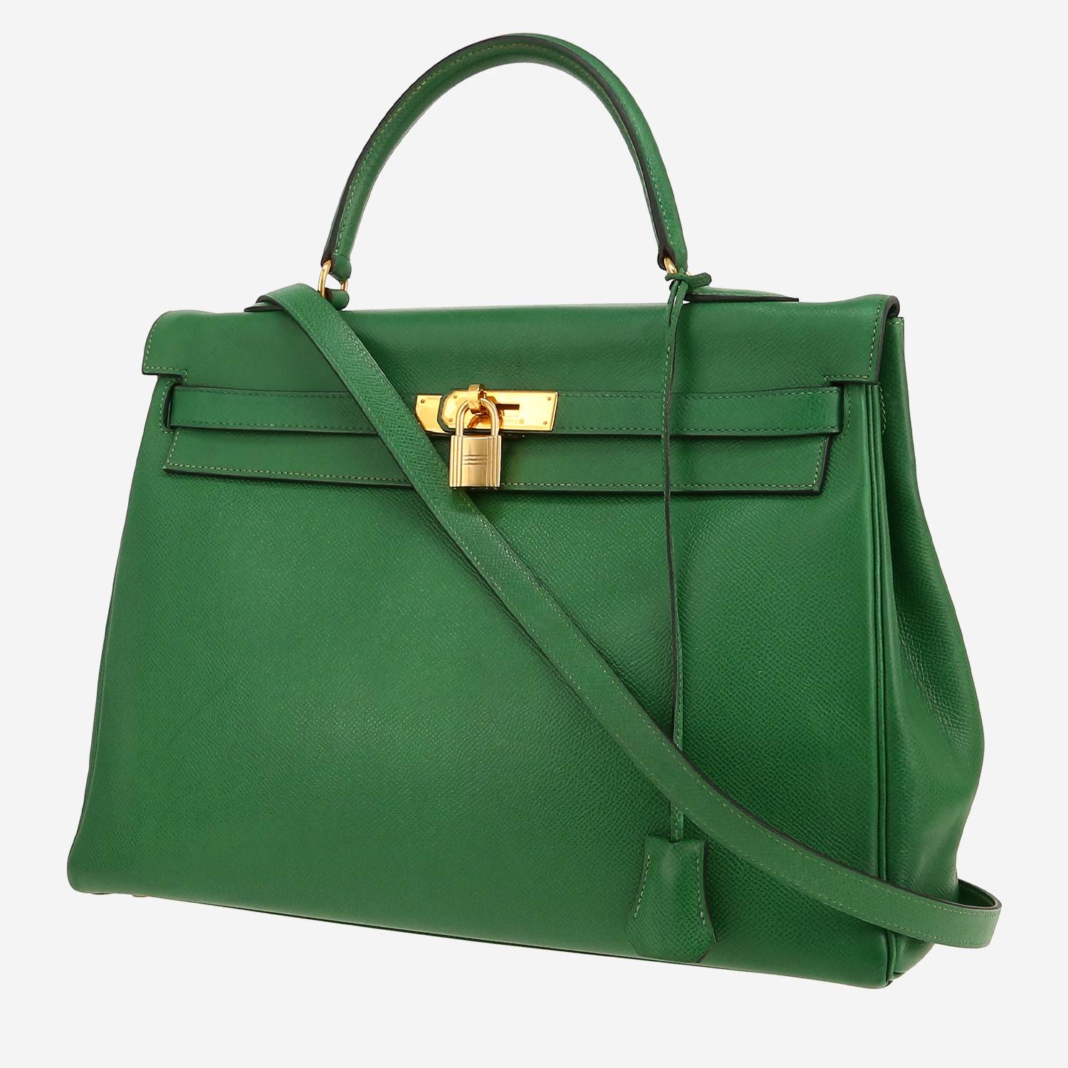 Hermès  Kelly 35 cm handbag  in Vert Bengale Courchevel leather