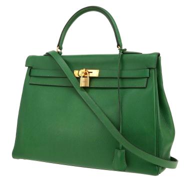 Sac à main Hermès  Kelly 35 cm en cuir Courchevel Vert Bengale