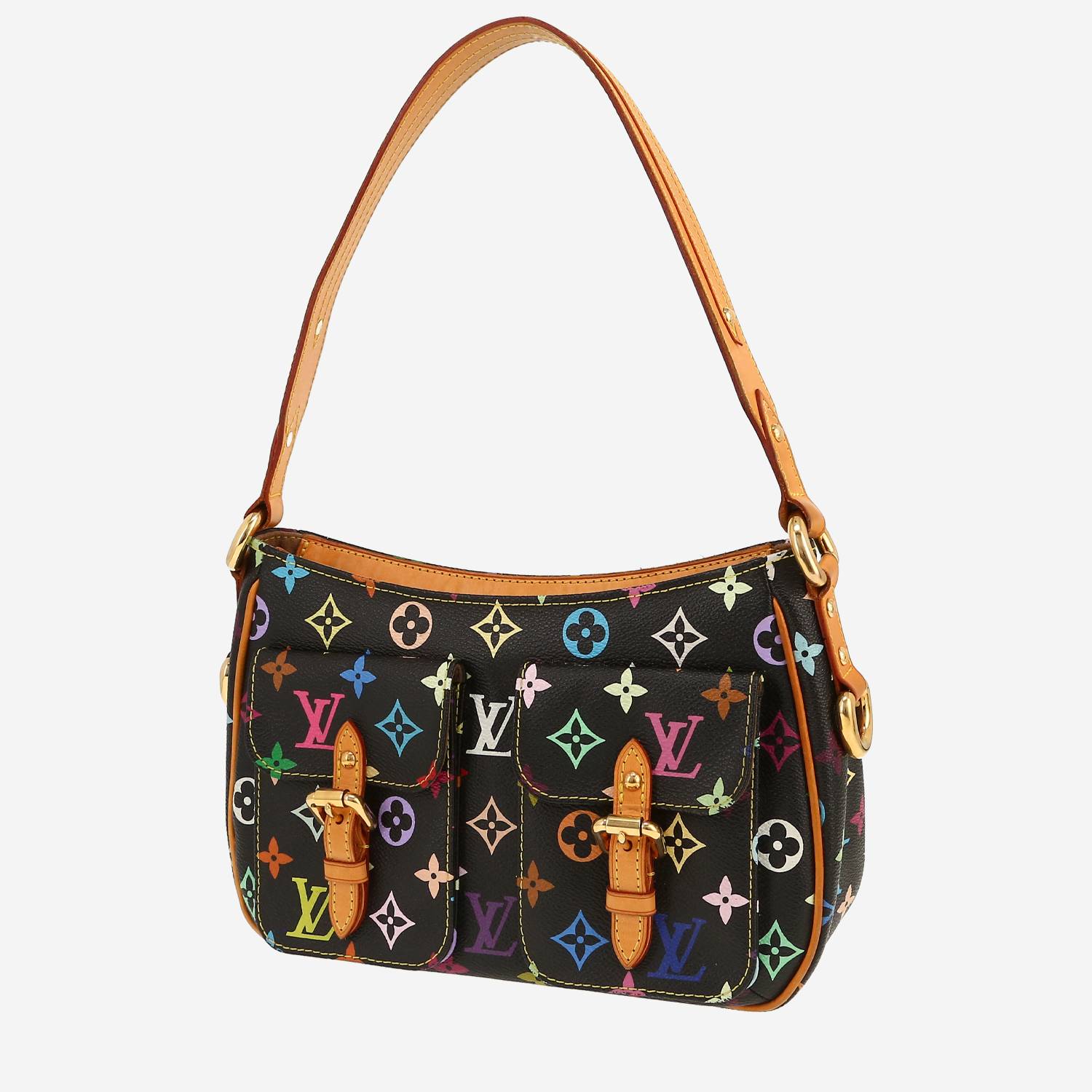 Louis Vuitton  Lodge handbag  in multicolor and black monogram canvas  and natural leather