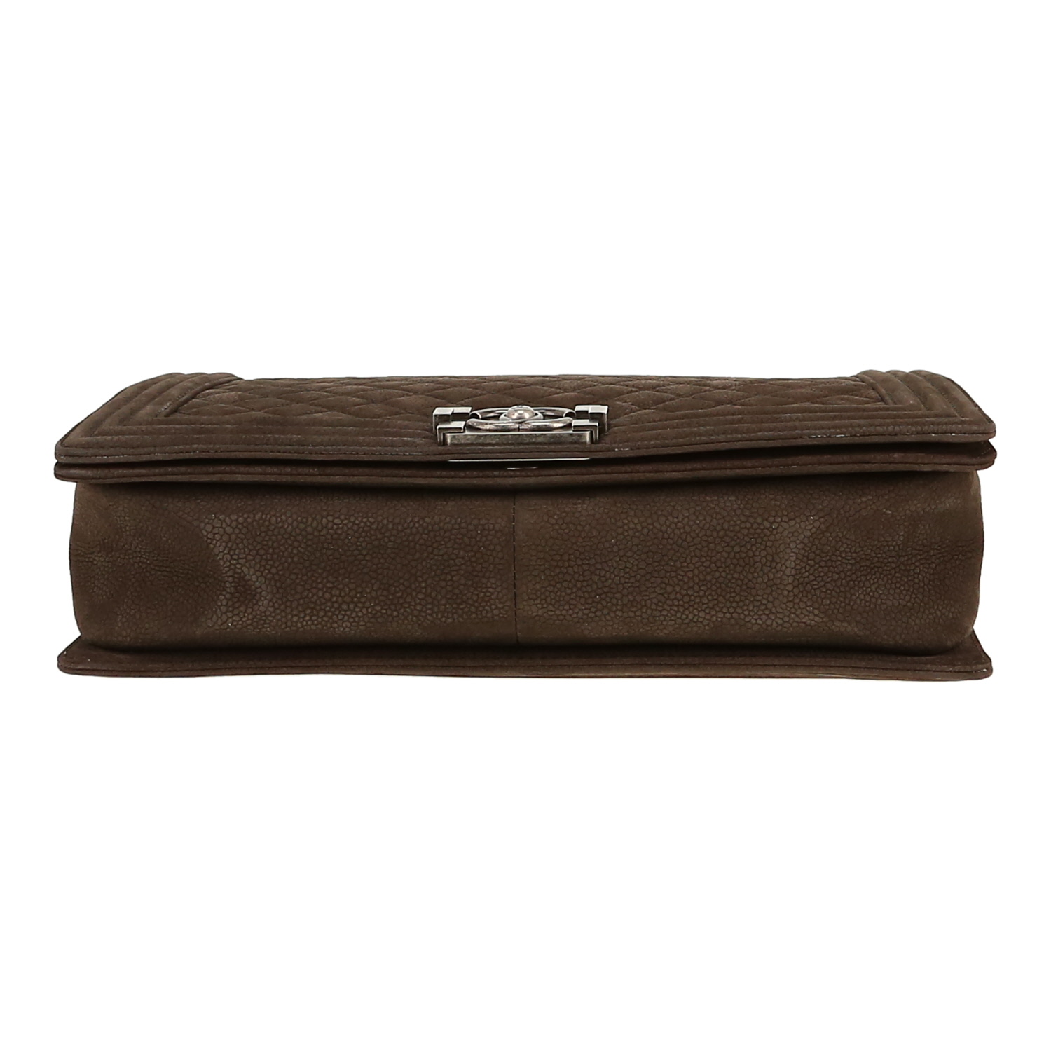 Chanel  Boy shoulder bag  in brown nubuck grained - Detail D1