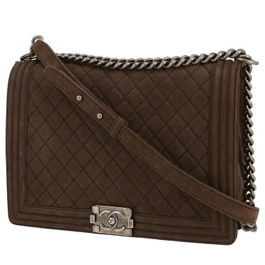 Borsa a tracolla Chanel  Boy in nubuck granuloso marrone
