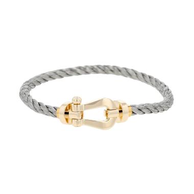 Bracciale Fred Force 10 modello grande in oro giallo e acciaio