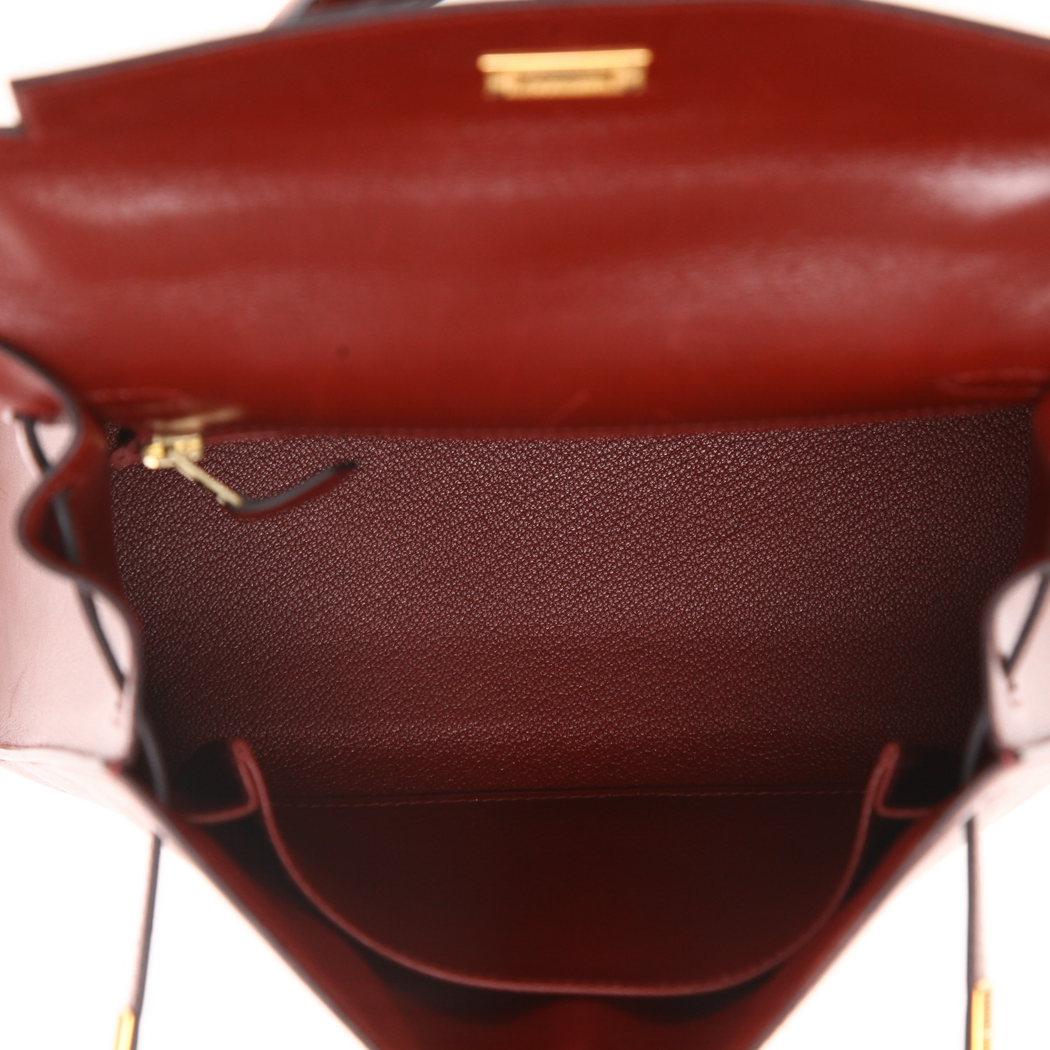 Sac à main Hermès  Kelly 25 cm en cuir box bordeaux - Detail D3