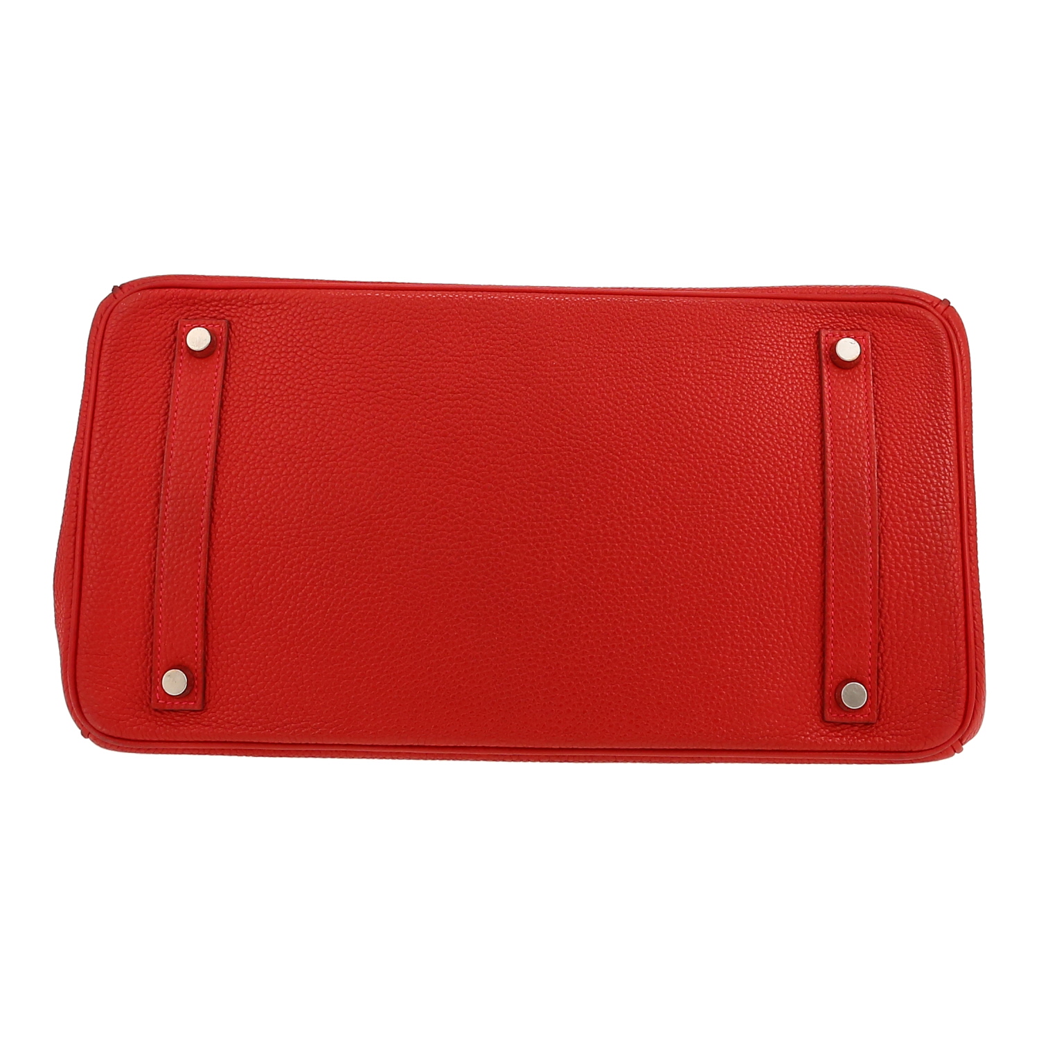 Bolso de mano Hermès  Birkin 35 cm en cuero togo rojo - Detail D1