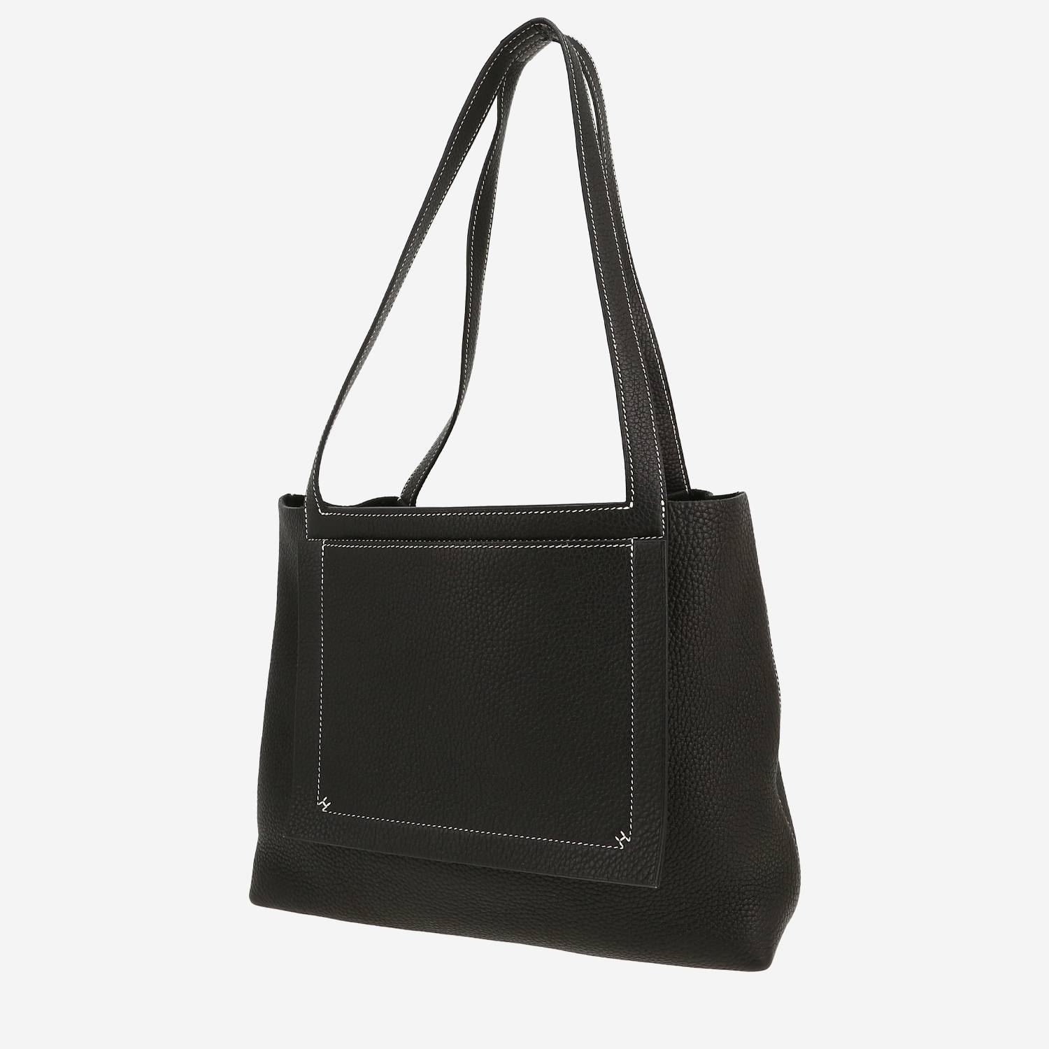 Sac cabas Hermès  Cabasellier en cuir togo noir