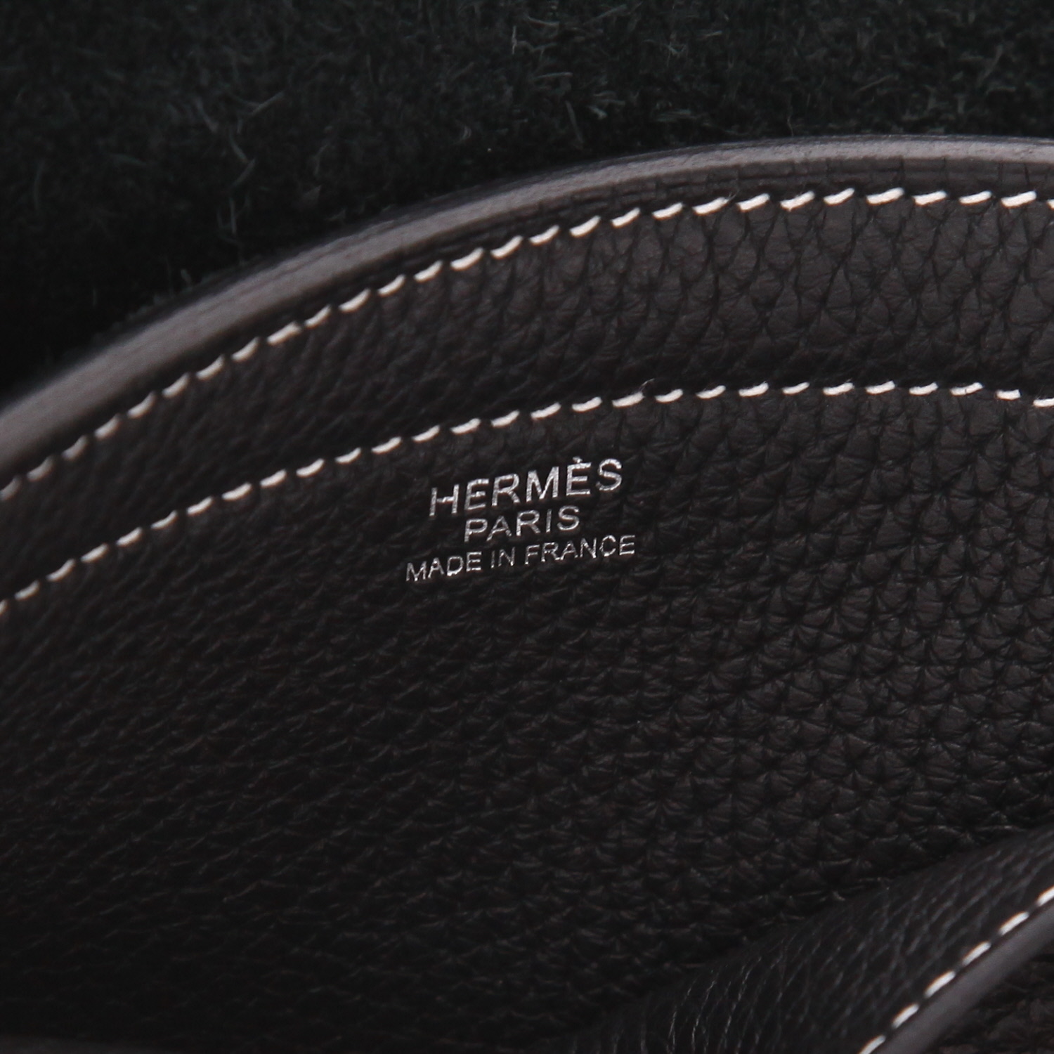 Sac cabas Hermès  Cabasellier en cuir togo noir - Detail D2