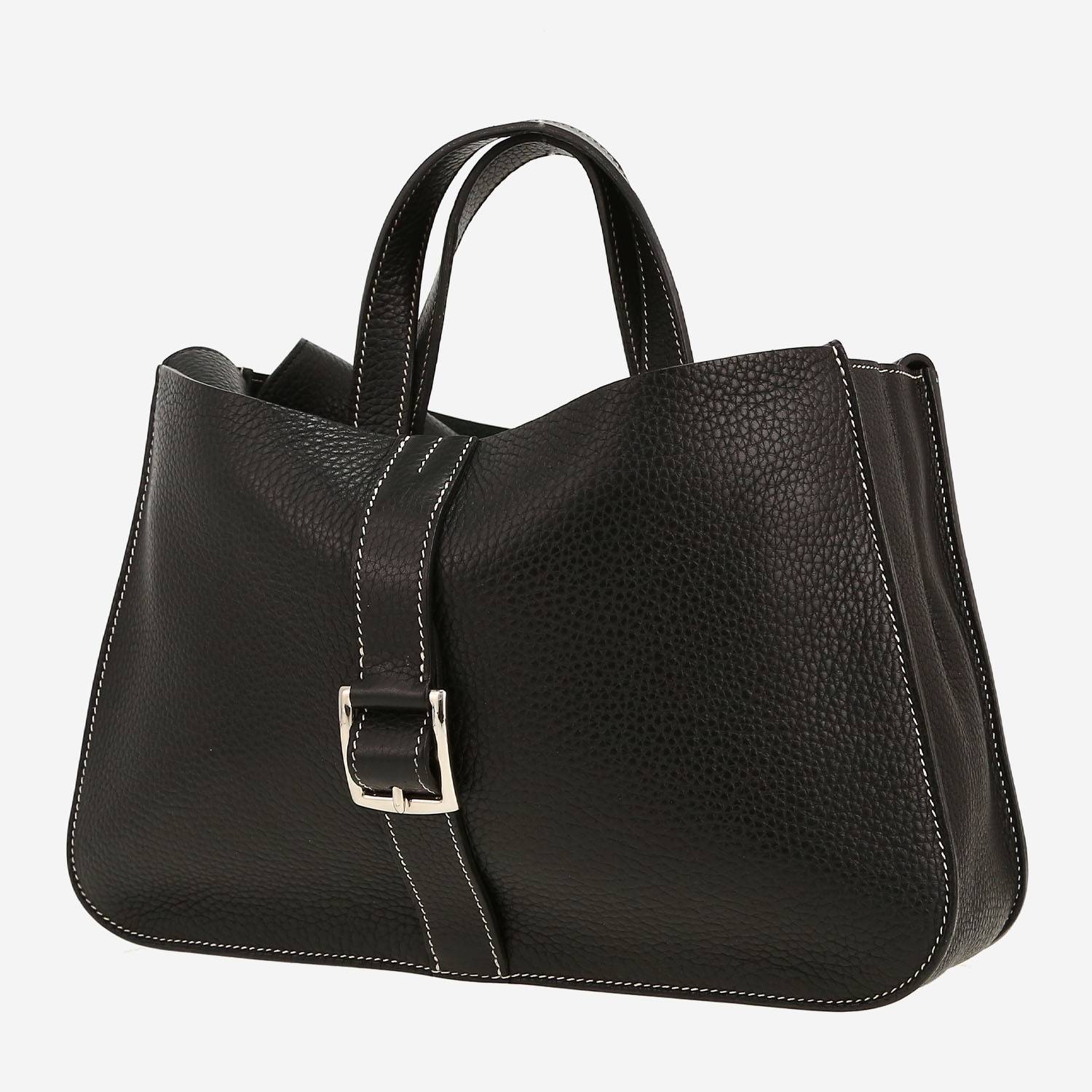 Bolso de mano Hermès  Halzan en cuero togo negro