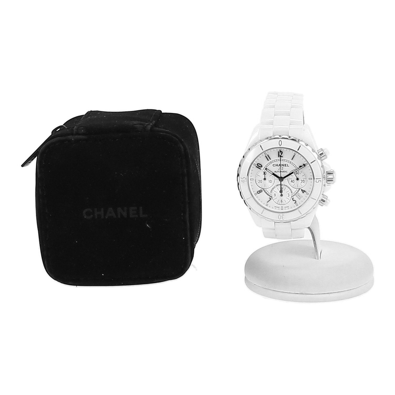 Montre Chanel J12 Chronographe en céramique blanche et acier Vers 2000