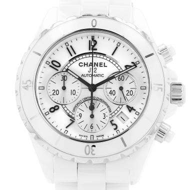 Reloj Chanel J12 Chronographe de cerámica blanca y acero Circa 2000