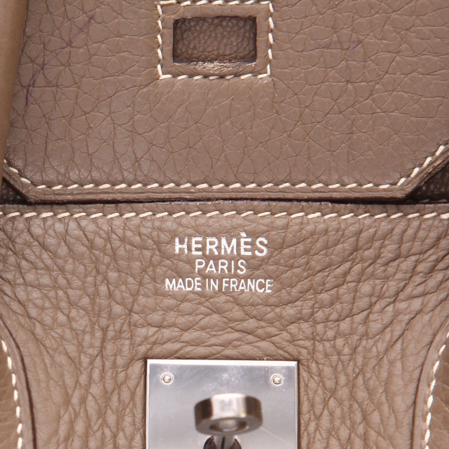 Bolso de mano Hermès  Birkin 35 cm en cuero togo marrón etoupe - Detail D2