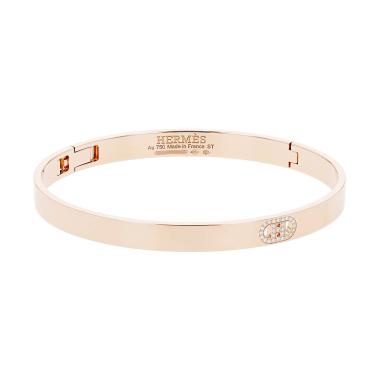 Hermès H d'Ancre bracelet in pink gold and diamonds