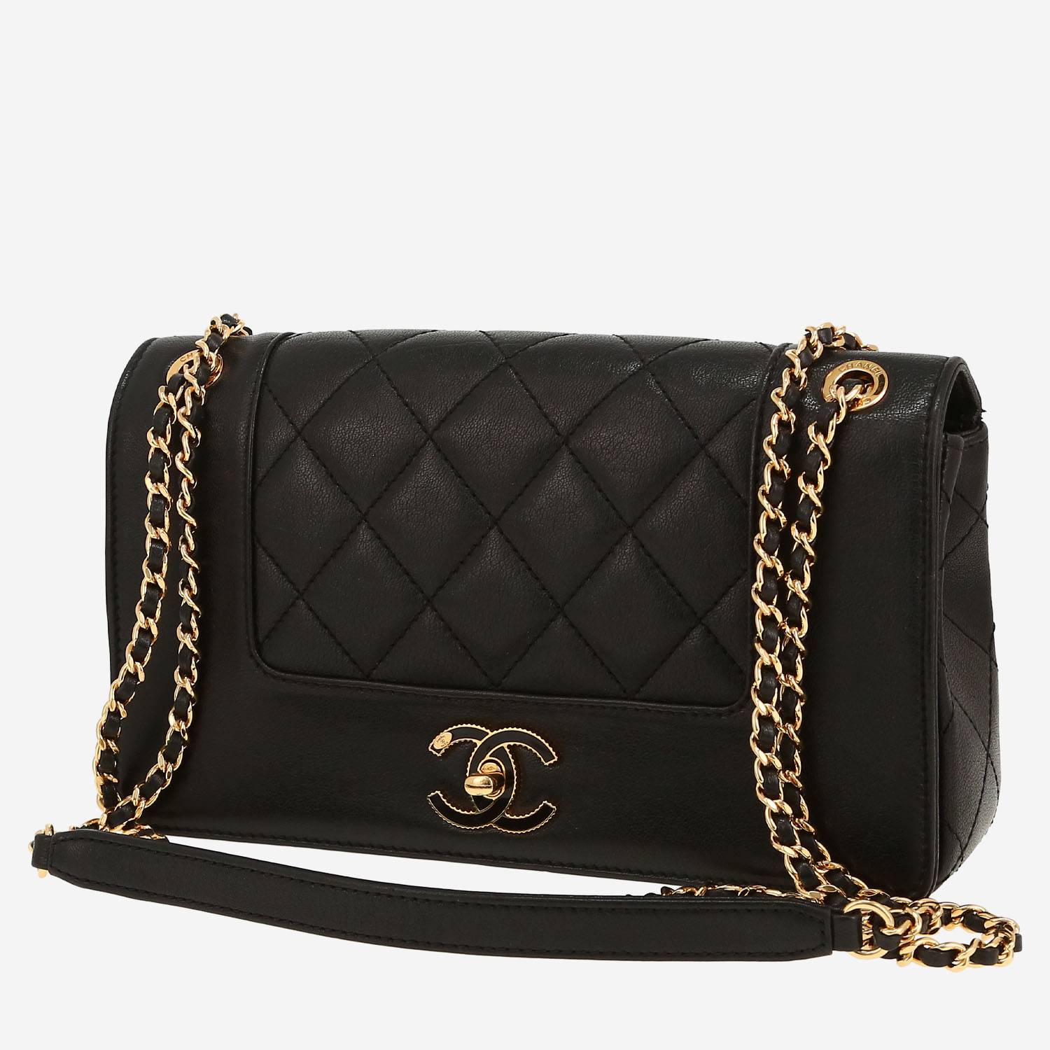 Sac à main Chanel   en cuir matelassé noir