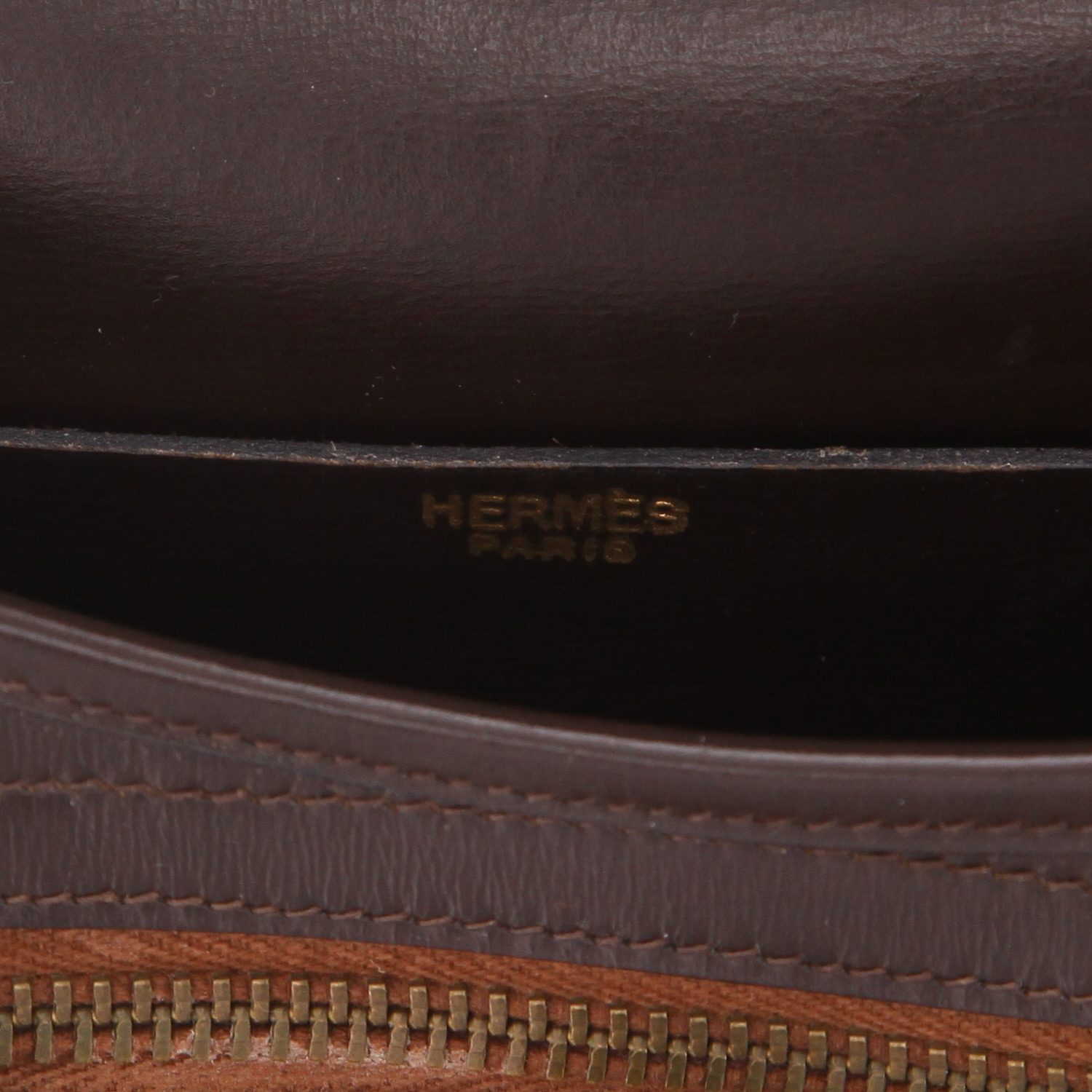 Sac à main Hermès  Balle De Golf en cuir box marron - Detail D2