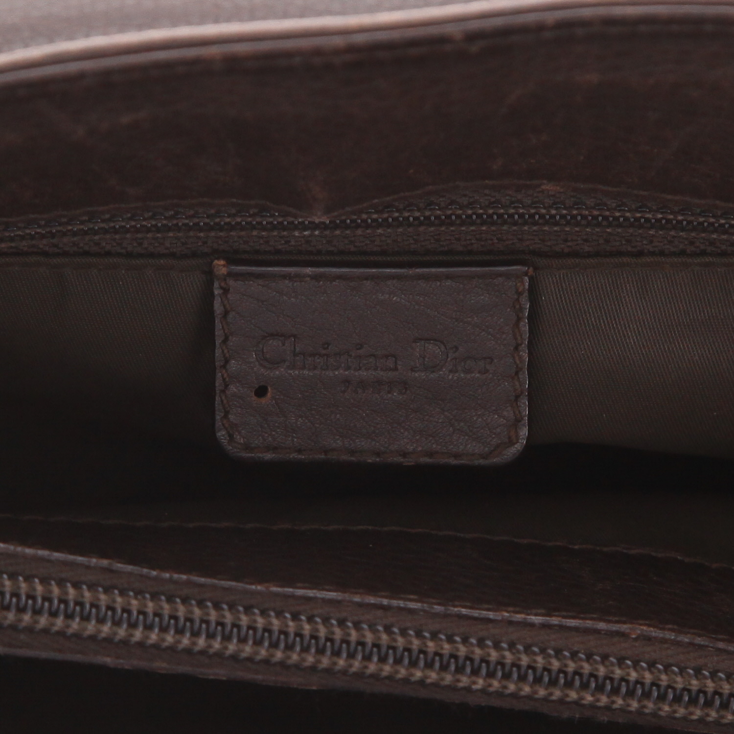 Borsa Dior  Jeans Pocket in pelle martellata marrone - Detail D2