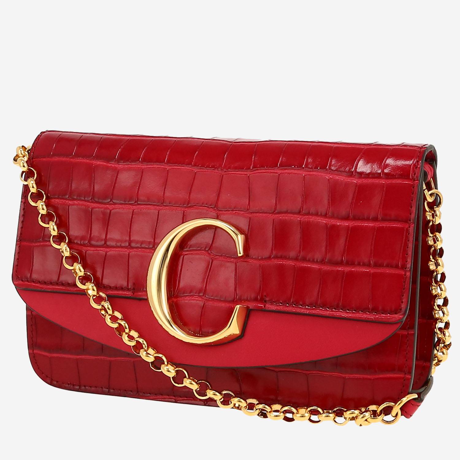 Sac bandoulière Chloé  C en cuir rouge