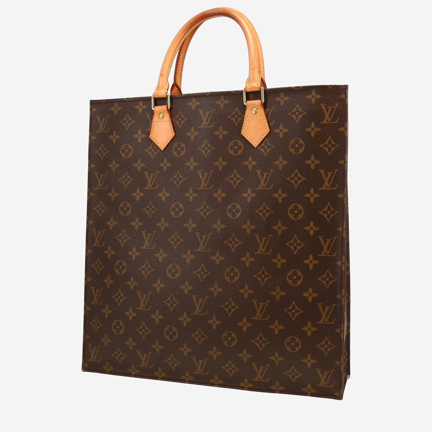 Louis Vuitton  Sac Plat handbag  in brown monogram canvas  and natural leather