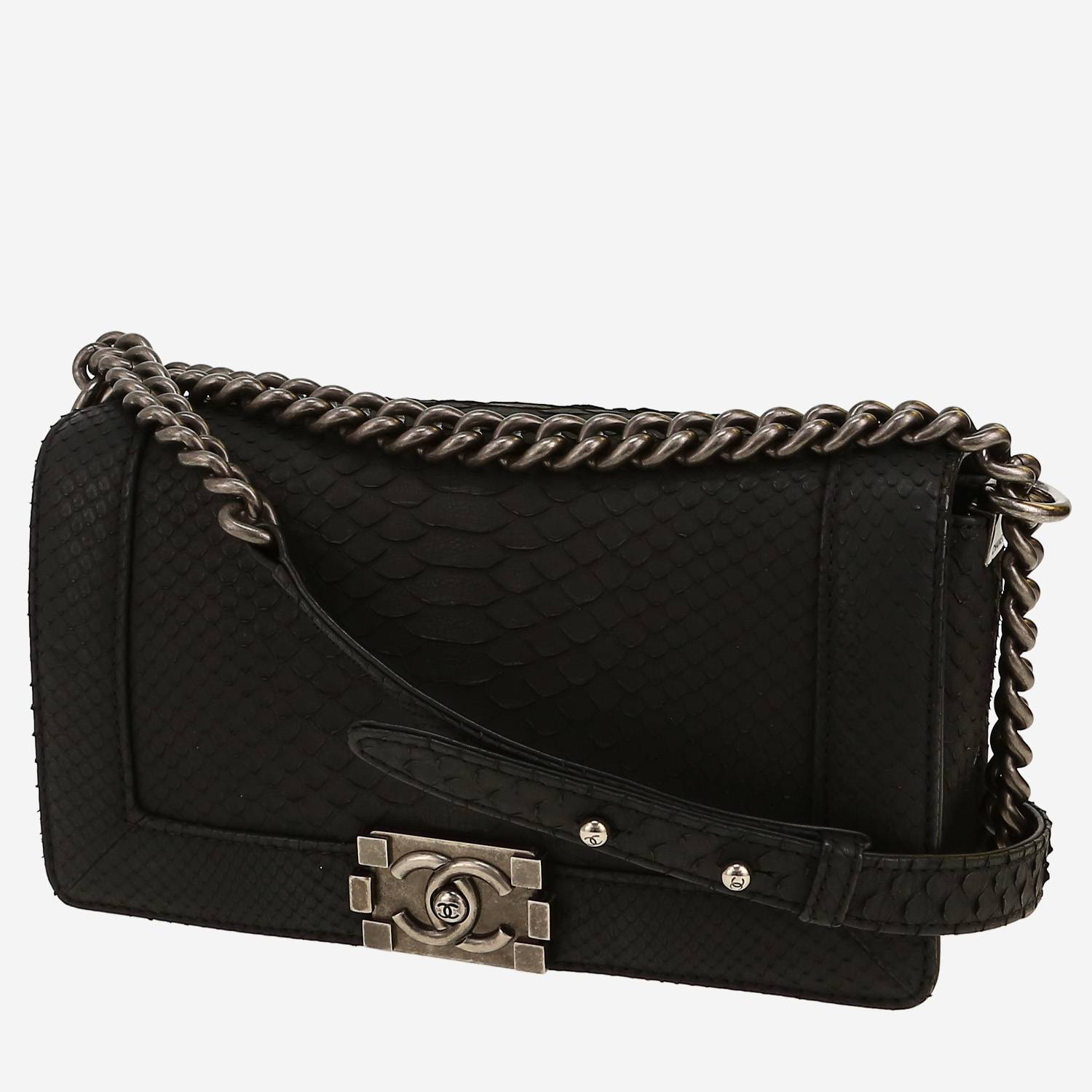 Chanel  Boy shoulder bag  in black python