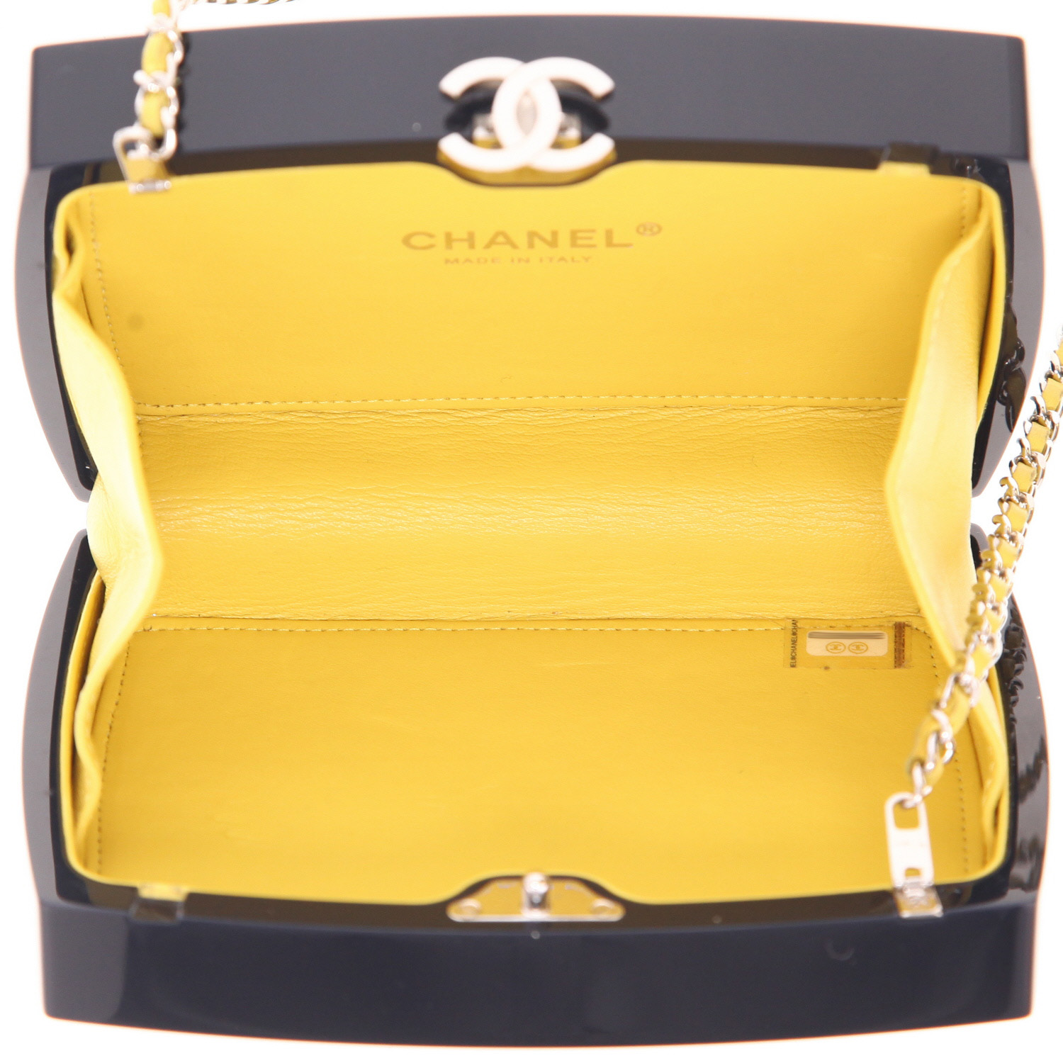 Bolso joya Chanel  Editions Limitées en plexiglás azul marino y amarillo - Detail D3