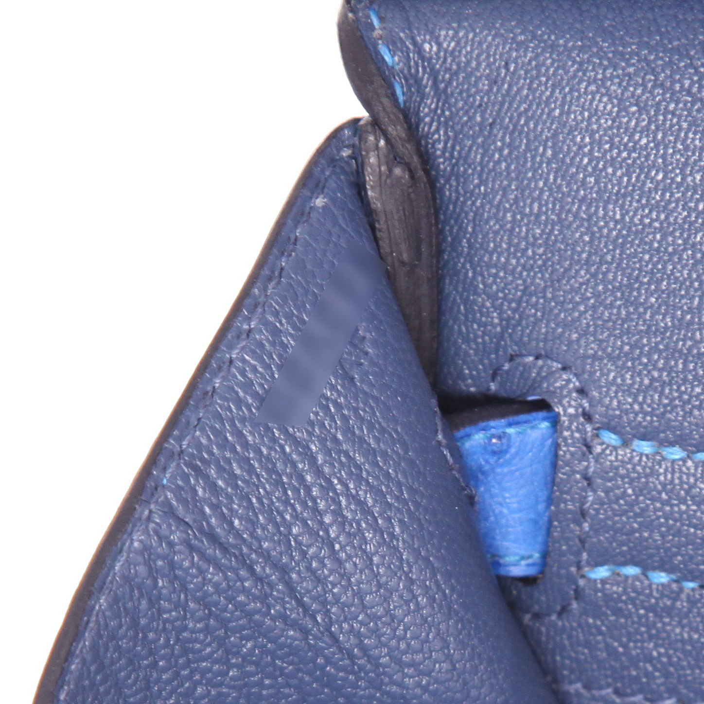 Hermès  Birkin 30 cm handbag  in blue ostrich leather - Detail D4