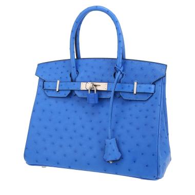 Bolso de mano Hermès  Birkin 30 cm en avestruz azul