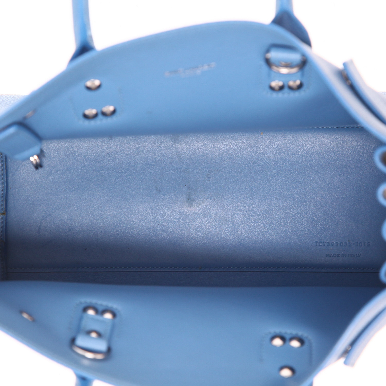 Bolso de mano Saint Laurent  Sac de jour Baby en cuero azul - Detail D3