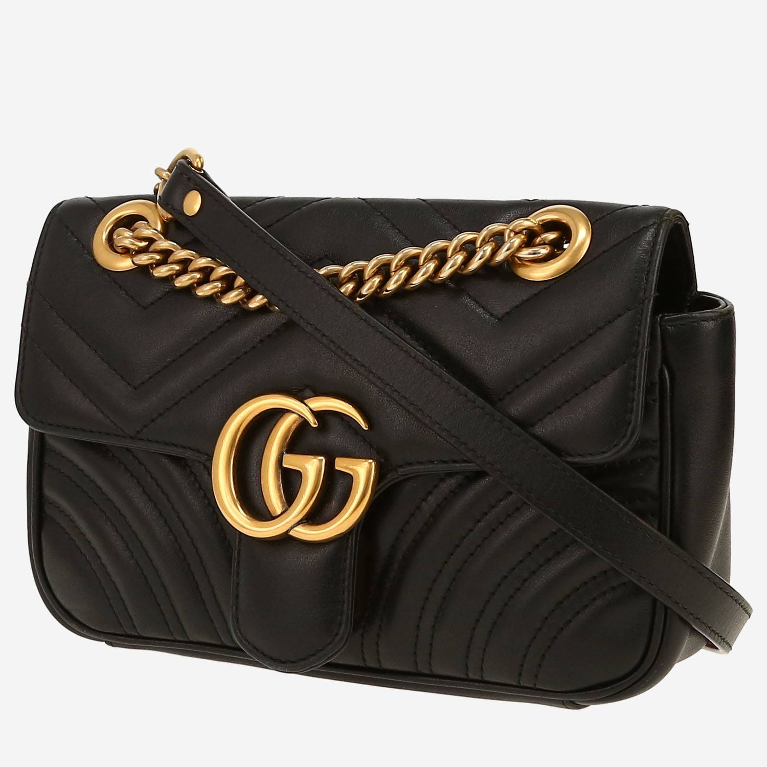 Sac bandoulière Gucci  GG Marmont en cuir matelassé noir