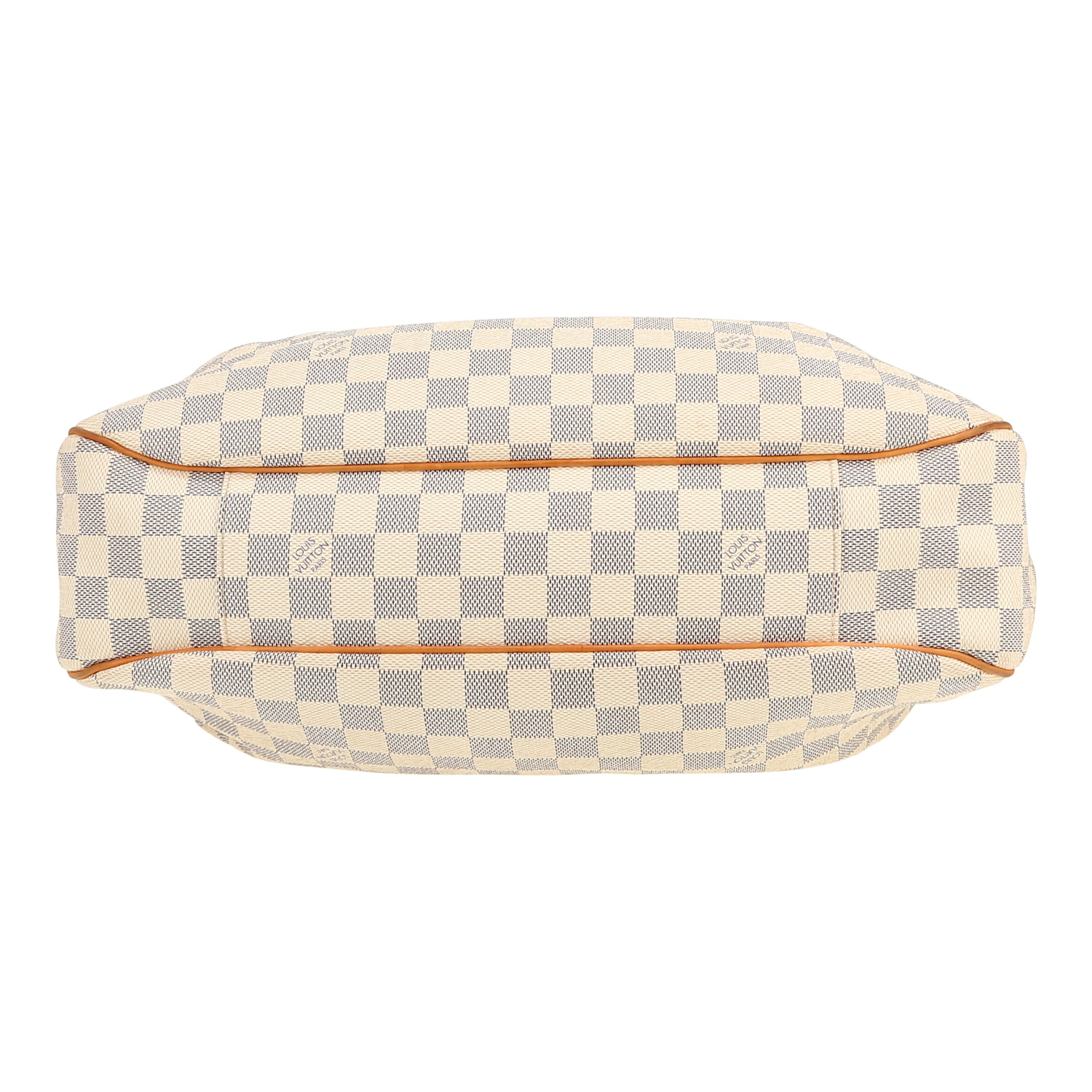 Louis Vuitton  Evora handbag  in azur damier canvas  and natural leather - Detail D1