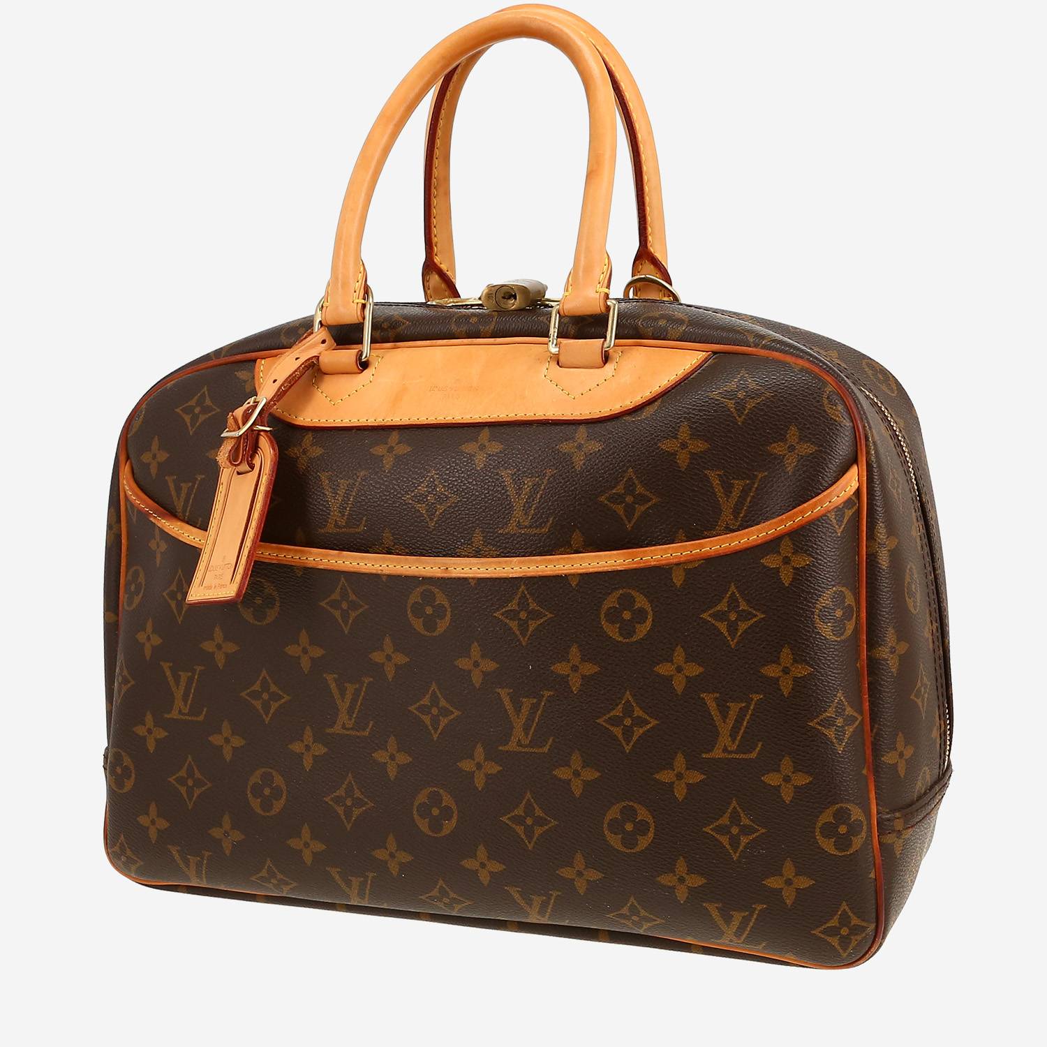 Louis Vuitton  Deauville handbag  in brown monogram canvas  and natural leather
