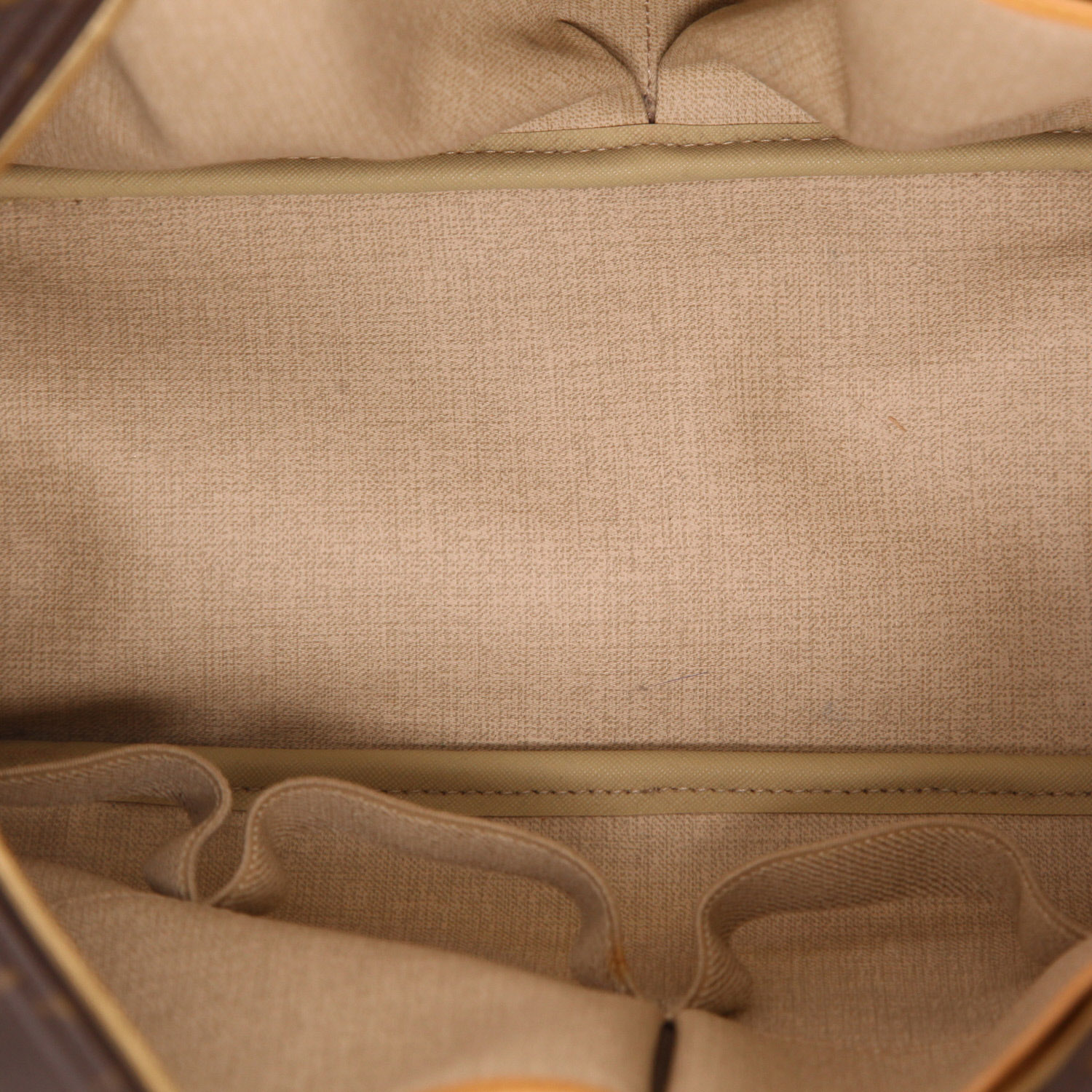 Bolso de mano Louis Vuitton  Deauville en lona Monogram marrón y cuero natural - Detail D3